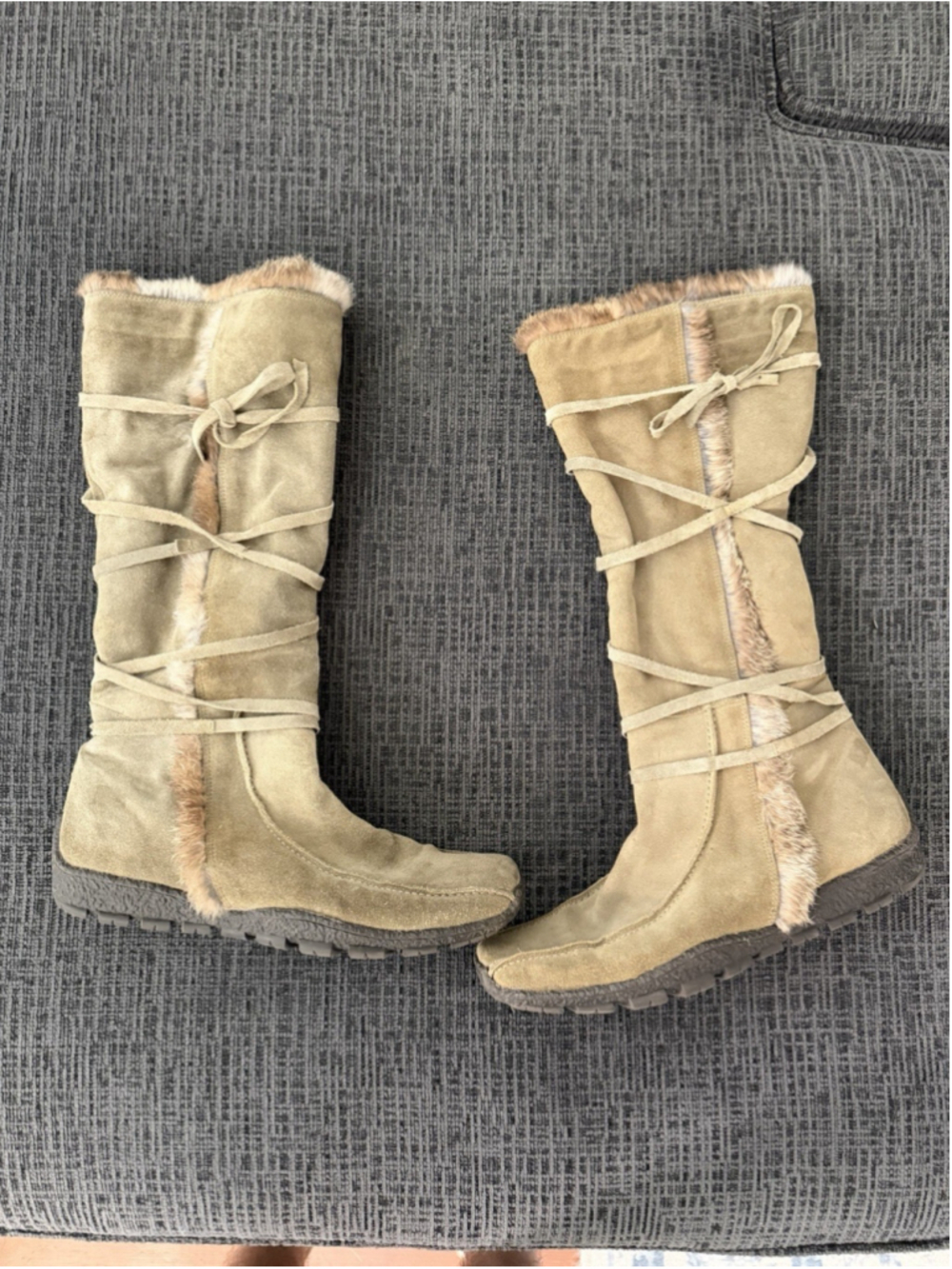 VINTAGE WOMEN’S ELLE FUR LINED SUEDE BOOTS GREEN SIZE 42 EU 11 US MEN’S 9 US